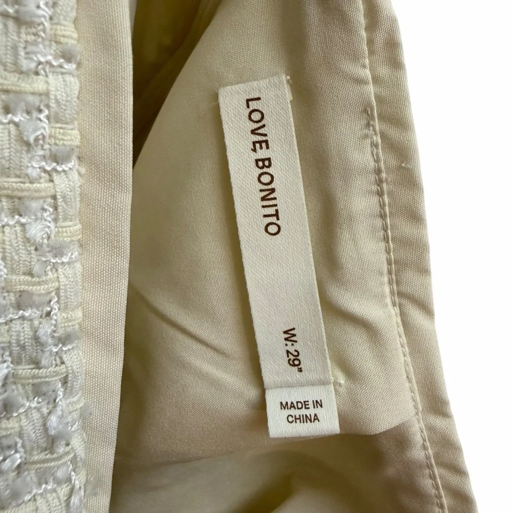 Love Bonito Cream Textured Tweed High Waist Bouclé Shorts